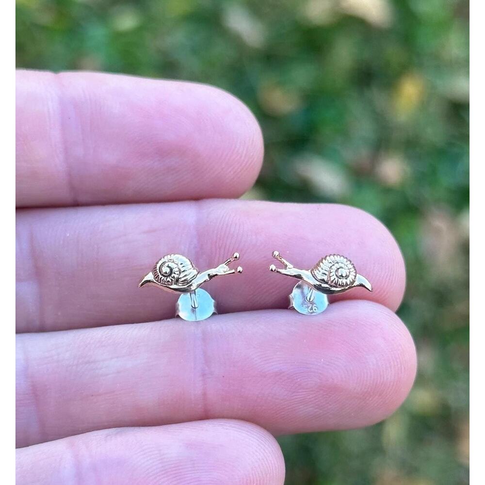 Bronze Small Snail Post Earrings, Bronze Tiny Snail Post Earrings